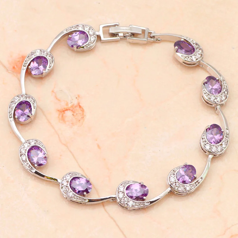 Fashional Purple Crystal crystal elegant bracelets for women white Silver high quality fashion jewelry TB554A | Украшения и