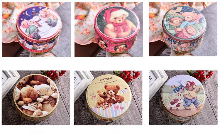 1 шт. жестяная коробка для печенья хранения медведя Zakka рождественский подарок