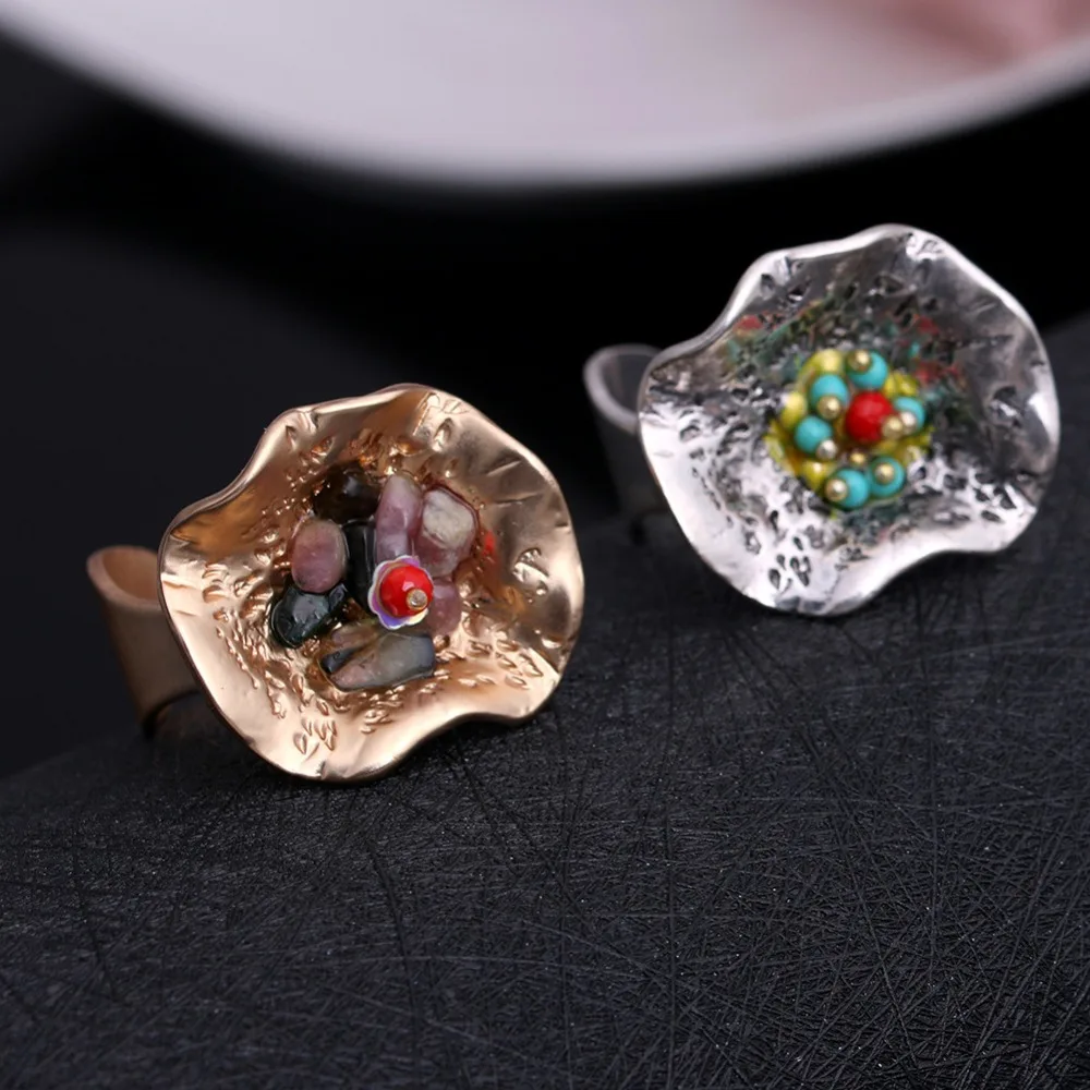 

JUJIE Flower Wedding Multicolor Stone Rings Vintage Jewelry