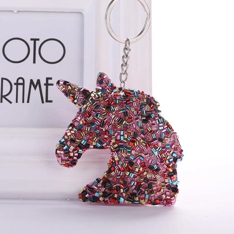 Брелок для ключей в виде единорога блестящий помпон с блестками брелок подарки