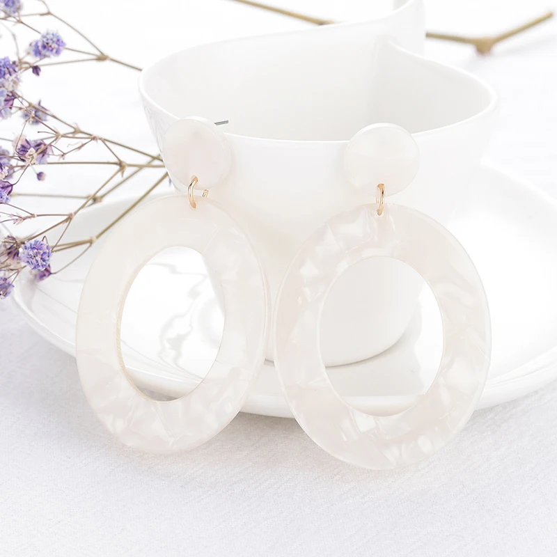 Женские овальные серьги капельки из акриловой смолы винтажные геометрические