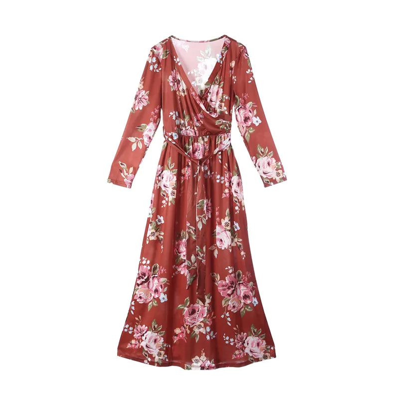 Платье женское длинное с длинным рукавом и цветочным принтом|long maxi|maxi dress womenmaxi |