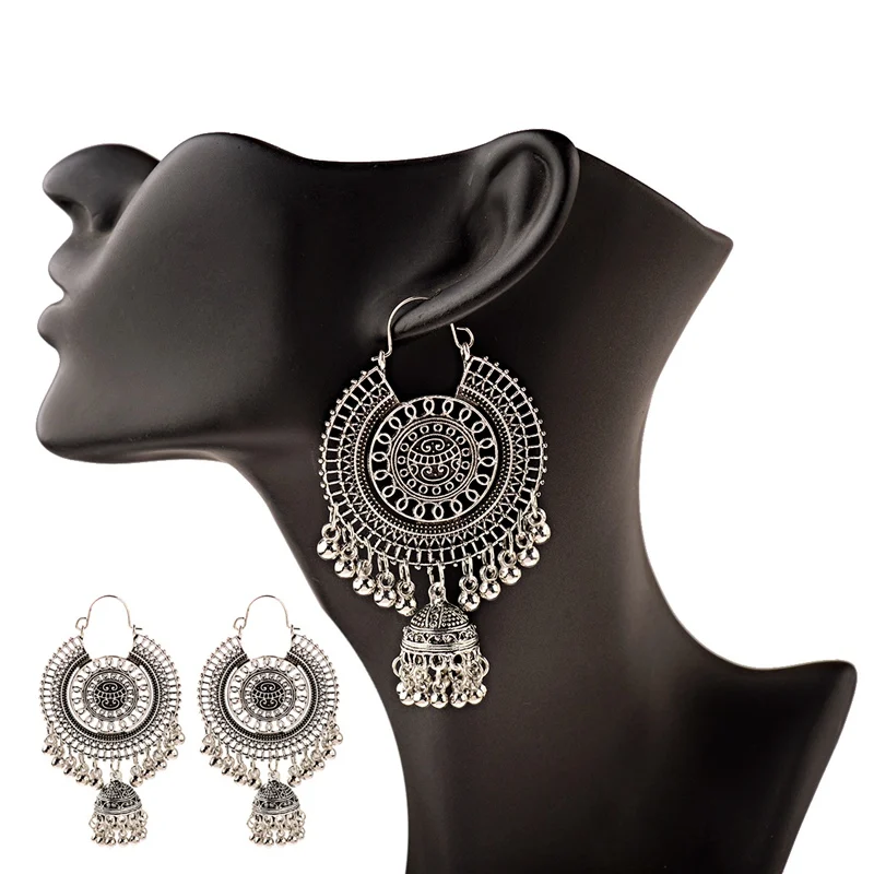 OIQUEI 2020 индийские женские серьги Jhumka богемные этнические золотые металлические