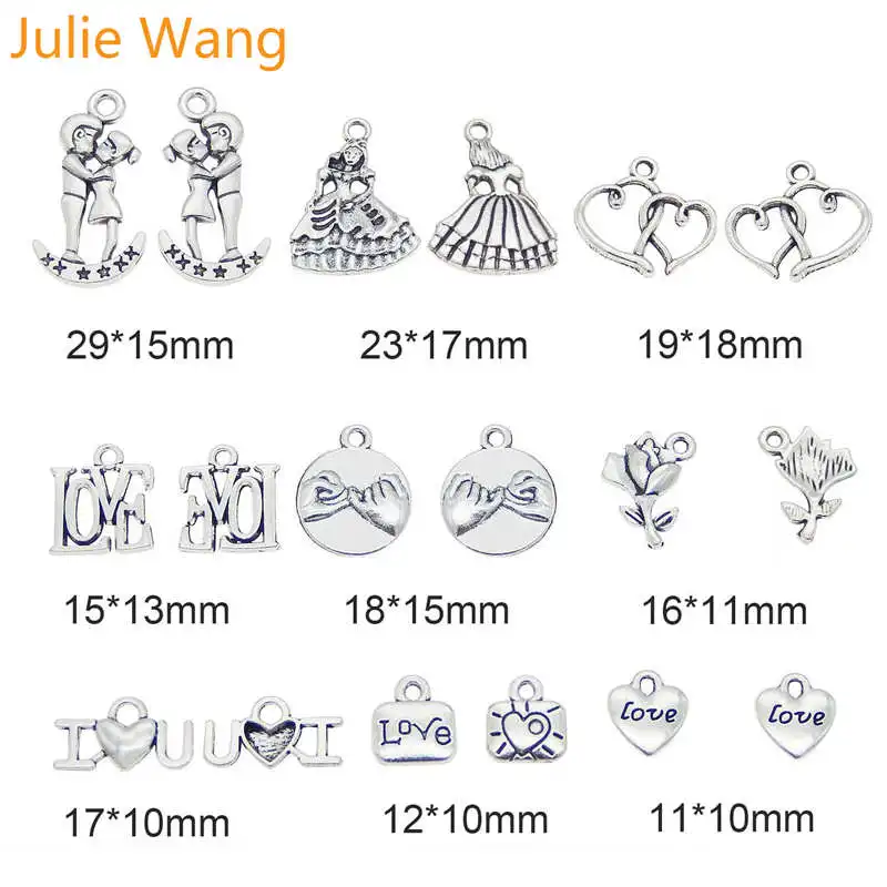 Julie Wang 9 шт. сплав смешанные сердца искусственный цвет подвеска для изготовления
