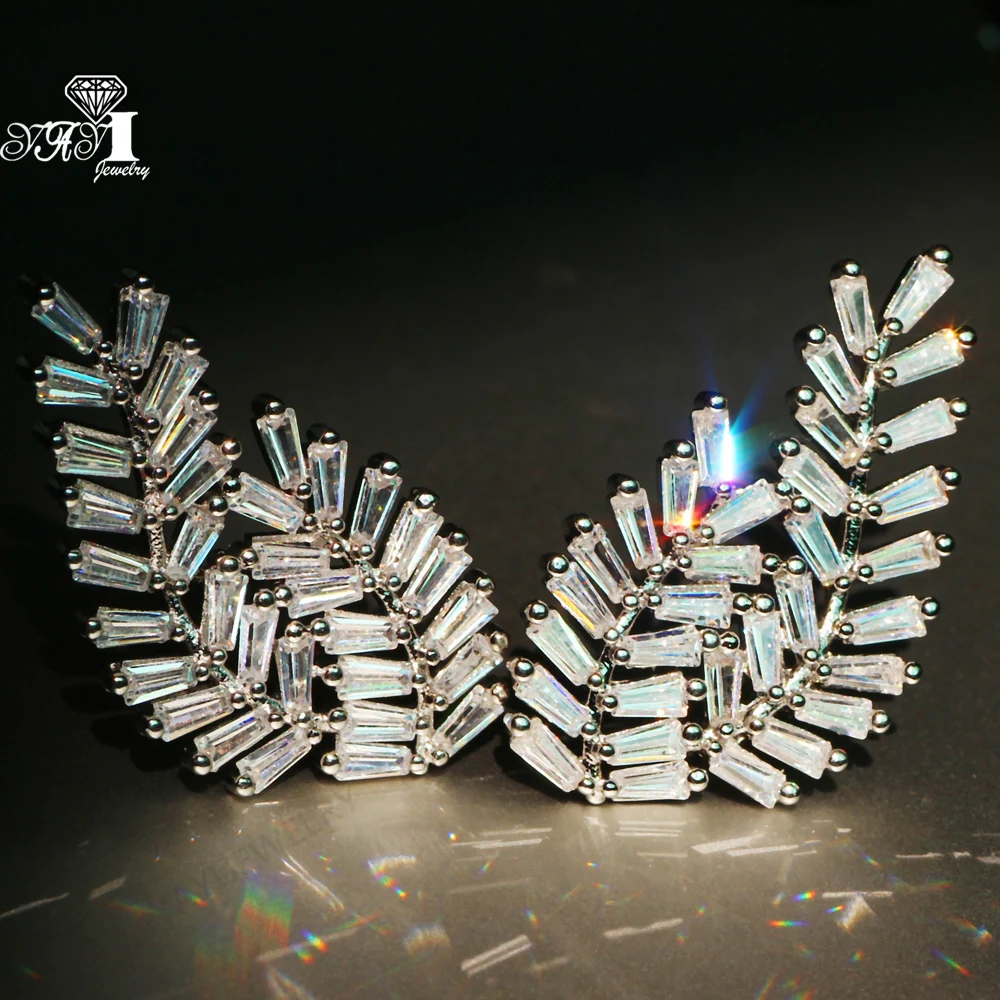 Ювелирные изделия YaYI Мода Принцесса 13CT серебро белый циркон Цвет Длинные серьги