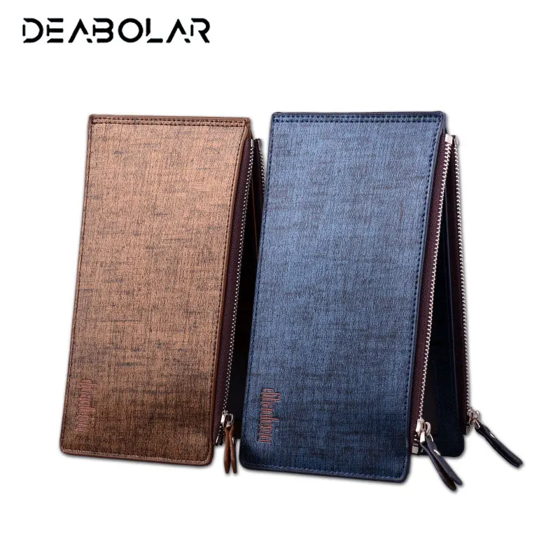 Модный тонкий кожаный кошелек золотого и синего цветов мужской клатч с карманом