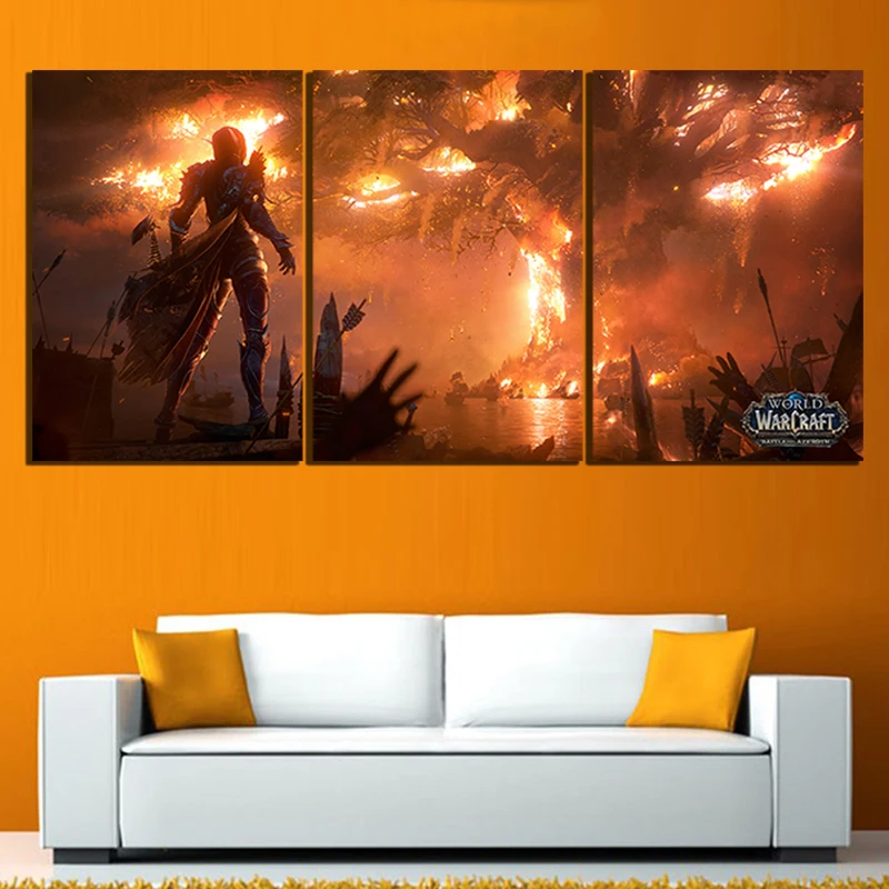 World of Warcraft Картина на холсте Sylvanas Fire Burning teldrassil-игра плакат Принт веер Искусство Декор стены игровая комната картина