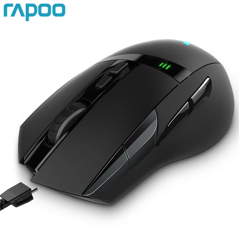 Rapoo VT350 перезаряжаемая Беспроводная/Проводная игровая мышь 11 программируемых