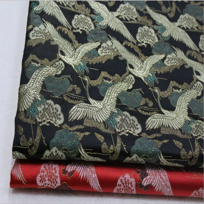 HLQON 75cm width brocade yarn dyed crane fabric for patchwork felt tissue telas cheongsam dress children cloth coat bed sheet | Дом и сад