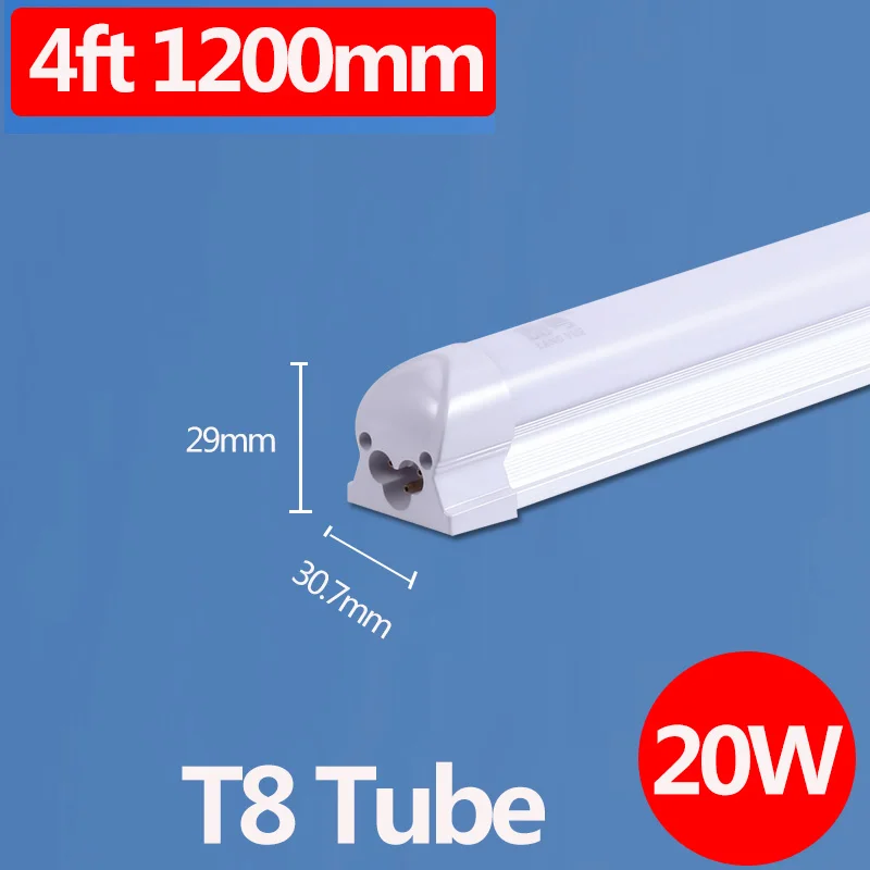 20W T8 120cm 4ft 120 см светодиодный ламповый светильник 220 В лампа T8 T5 трубка 1200 мм 600 мм 3 фута 4 фута лампада Led настенный светильник ампула холодный теплый белый для дома - Испускаемый цвет: 20W T8 120cm 4ft