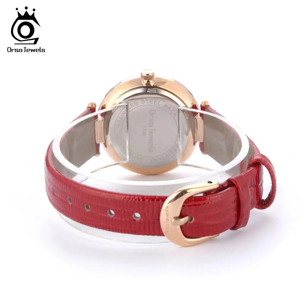ORSA JEWELS, женские часы, кварцевые, натуральная кожа, наручные часы, водонепроницаемые, красные, Blu, коричневые, круглые часы, женские, Reloj Mujer OOW01
