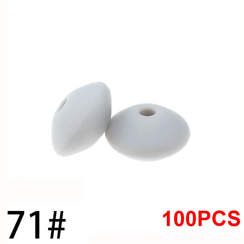 71 Glacier Gray 12 мм, 100 шт, детский прорезыватель, жемчужные силиконовые бусины, чечевица, BPA бесплатно, для детей, прорезыватель, ожерелье, браслет, сделай сам, очаровательные игрушки для кормления, уход - Цвет: 71 Glacier Gray
