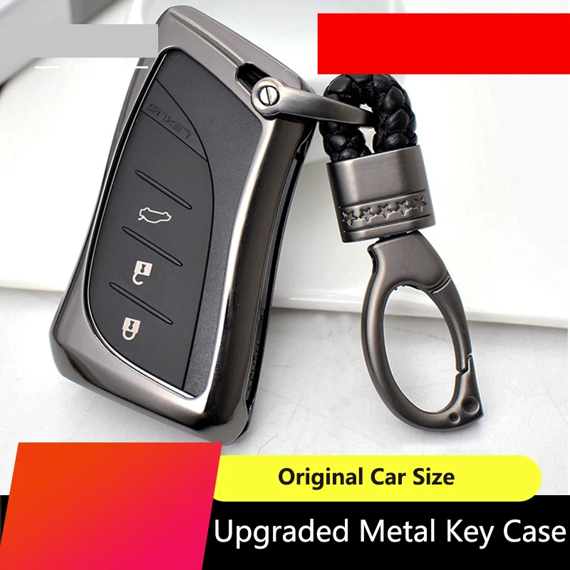 

QHCP Metal Car Key Case Holder Cover Bag Smart Remote Shell Protective Cover Key Buckle Decoration Fit For Lexus UX200 260H 2019