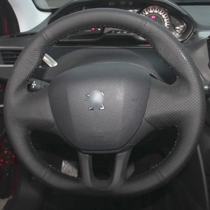 BANNIS черная искусственная кожа DIY Ручная прошитая крышка рулевого колеса для peugeot 208 2008