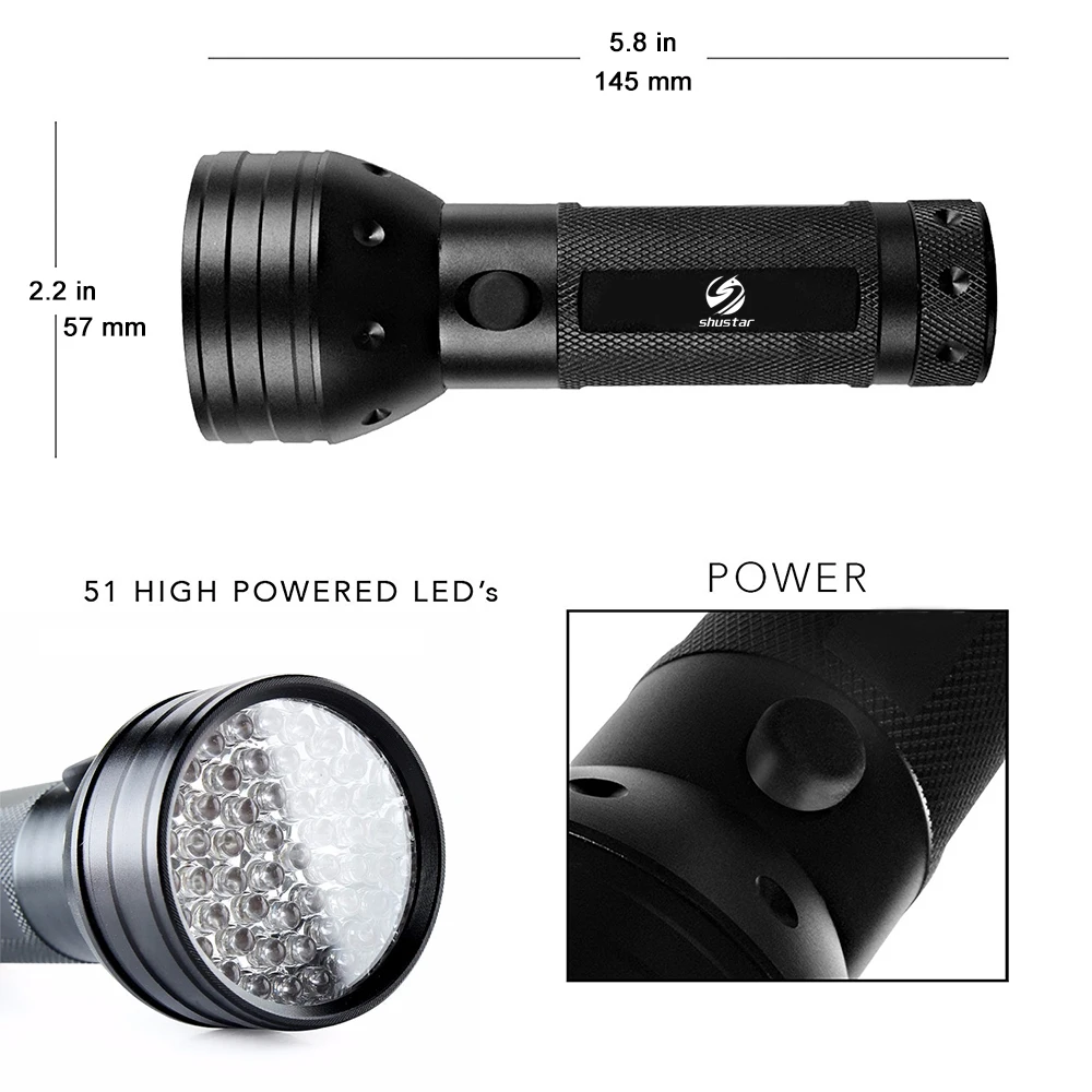 YHINT 51 светодиодный фонарик УФ-395nm ультрафиолетовый Собака мочи лампы Blacklight