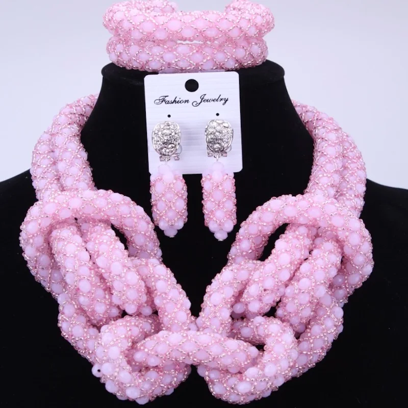 Милый розовый нигерийские Свадебные африканские бусы Ювелирные наборы сова