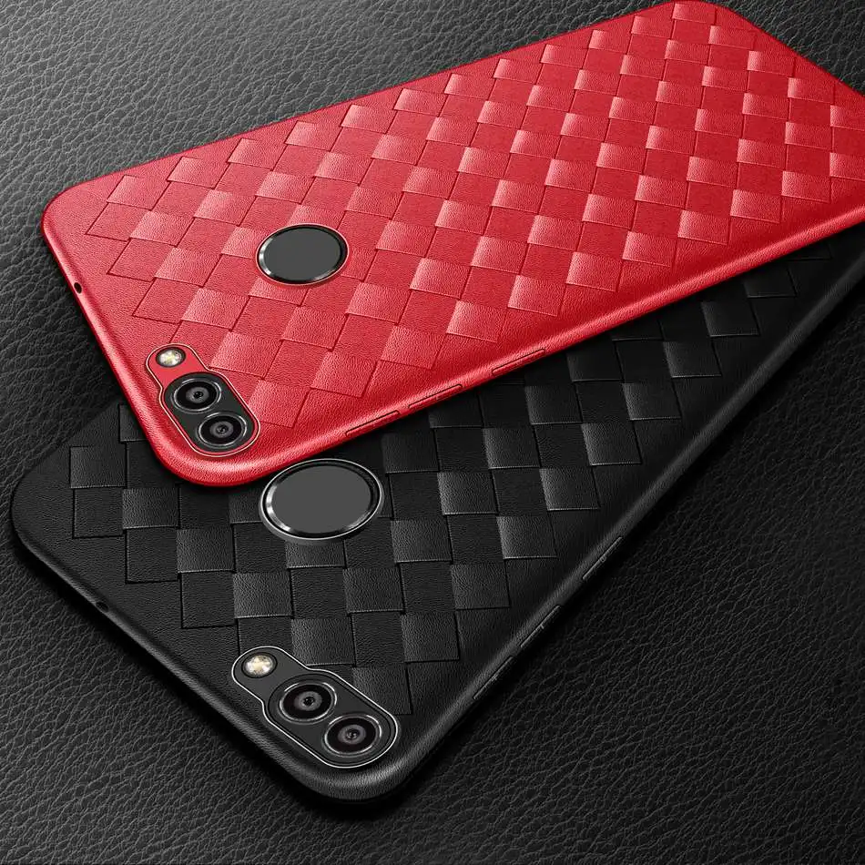 Роскошная решетка ткачество чехол для huawei P Smart Case 2018 Мягкая силиконовая задняя