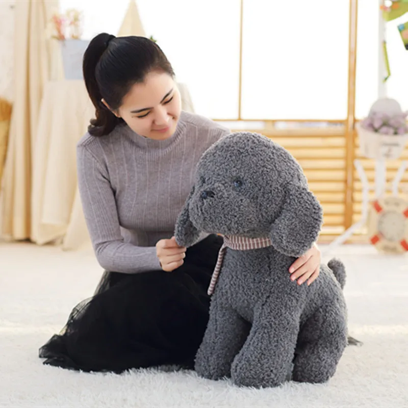 Серый 25cm Scarf Tactic dog plush toy poodle dog doll simulation high-end For Children's Gift Kids Toys - Цвет: Серый
