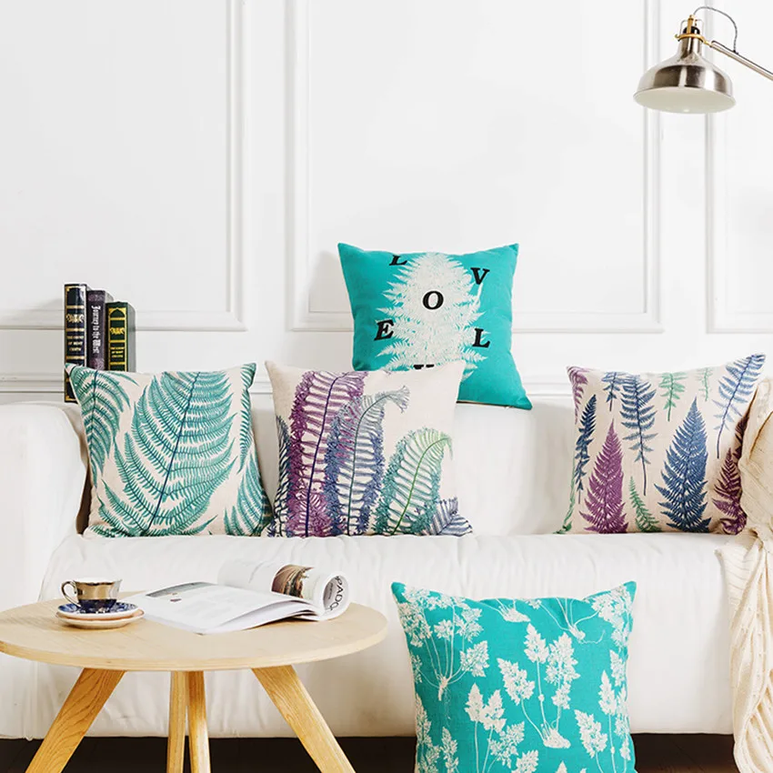 Pillow cover Green plant leaves Home Cushion for office home decorate sofa cushions | Дом и сад