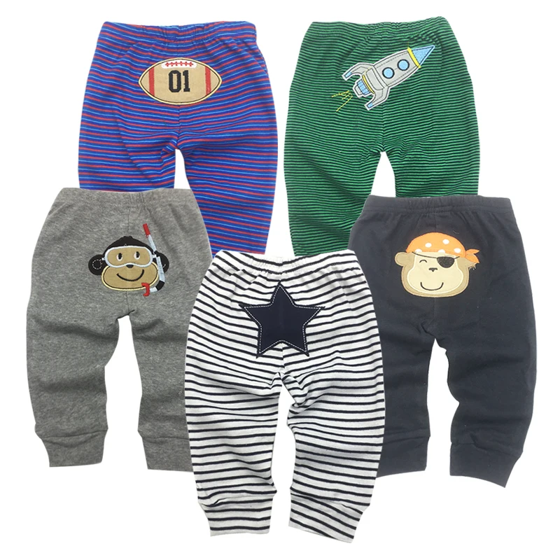5pcs/lot PP Pants 2021 Baby Fashion Model Babe Pants Cartoon Animal Printing Baby Trousers Kid Wear Baby Pants 0-24M