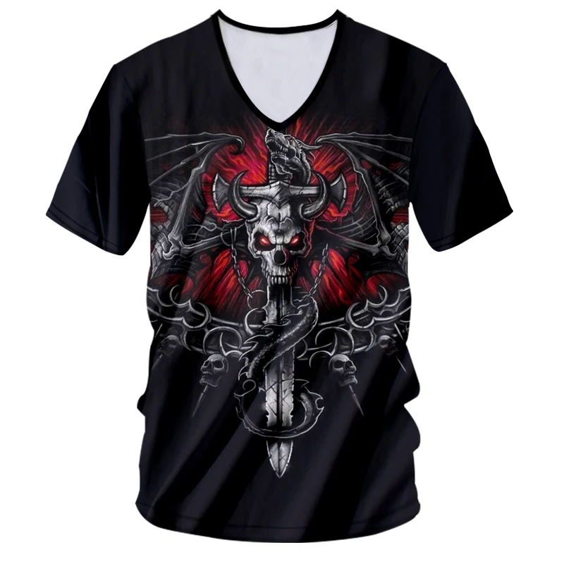 OGKB Новая модная мужская футболка с v образным вырезом крутая 3d Футболка принтом