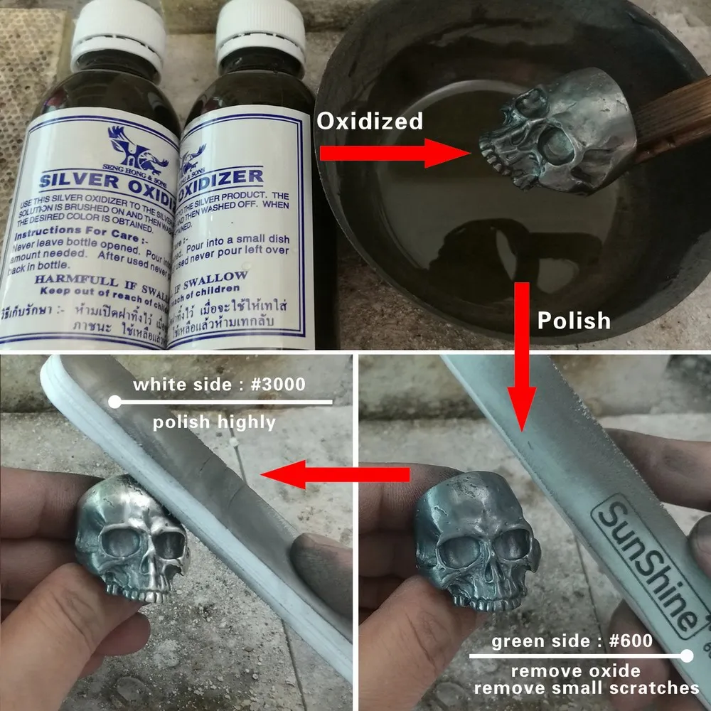 Кольцо из стерлингового серебра 925 пробы с черепом ручной работы мужское байкерское панк кольцо TA98A US Размер 7~ 15