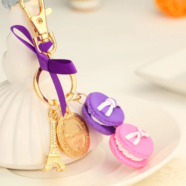 Случайные Смешанные Macarons Торт Курица Брелок Сумка Кулон Ключа Автомобиля Кольца