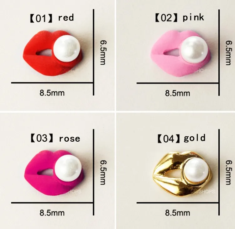 100 шт./лот горячая Распродажа 3d красивые красные розовые золотые губы жемчужины