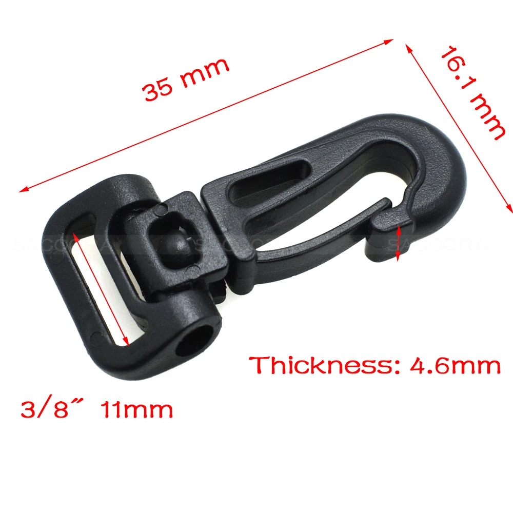 

120pcs/pack Pack 7/16"(11mm) Webbing Plastic Swivel Snap Hooks for Bag Belts Straps