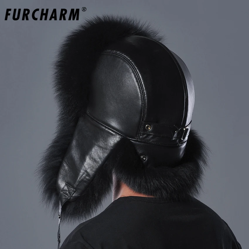 Для Мужчин's меховая шапка с натуральным меховым верхом от Lei Feng (Лея фенг) Bomer