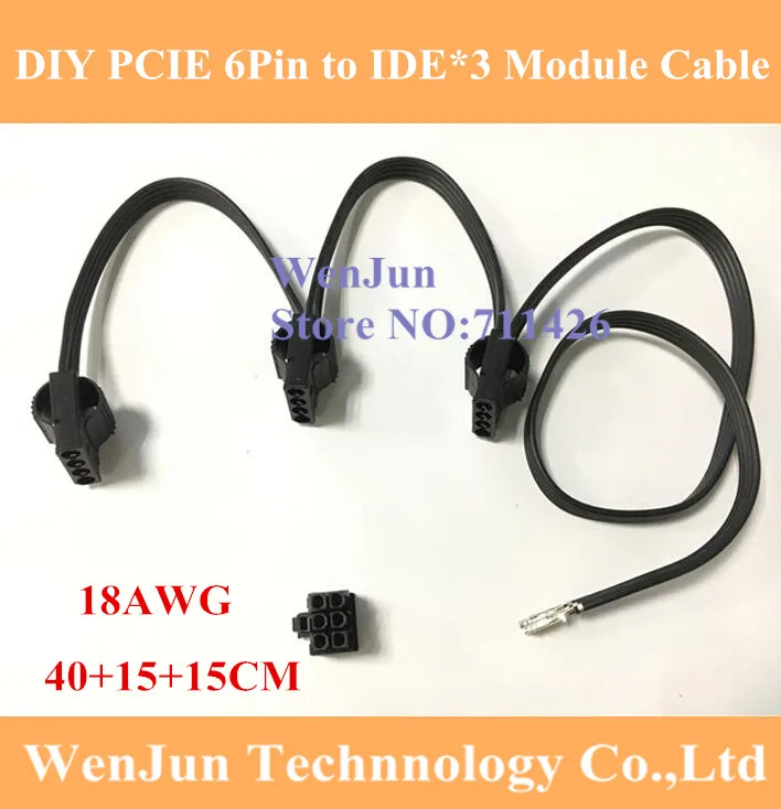

DHL free DIY 6Pin PCI-E to 3 * IDE Molex 4pin Modular Power Supply Adapter Cable for Seasonic KM3 Series/seasonic SS-620GM/V850