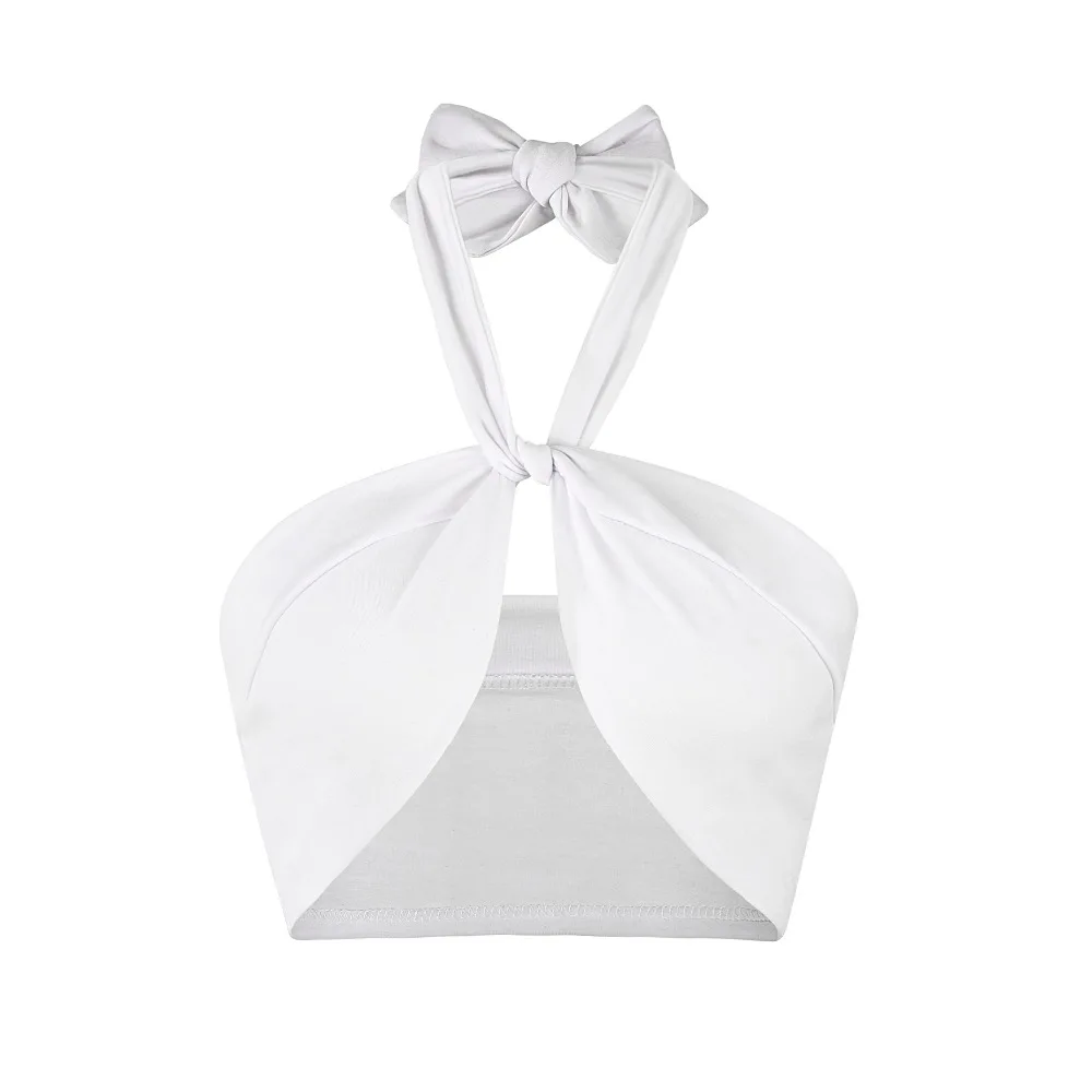 Летний сексуальный топ без рукавов с открытой спиной белого и черного цвета