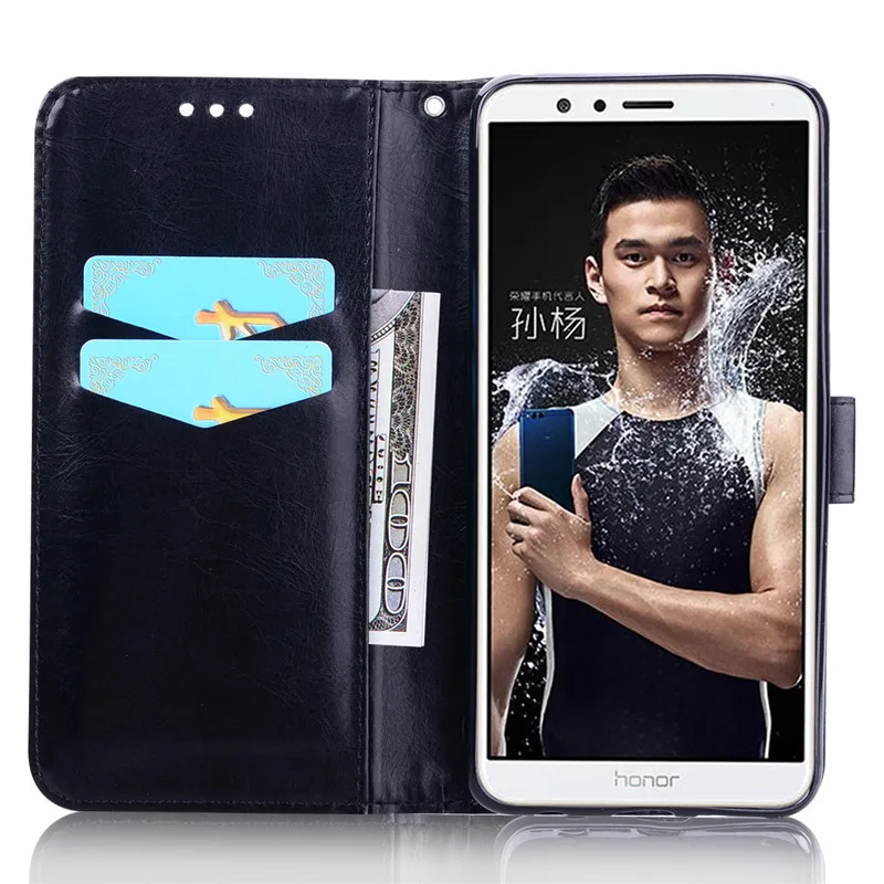 Кожаный чехол книжка Honor 7X для Huawei кошелек с откидной крышкой силиконовый