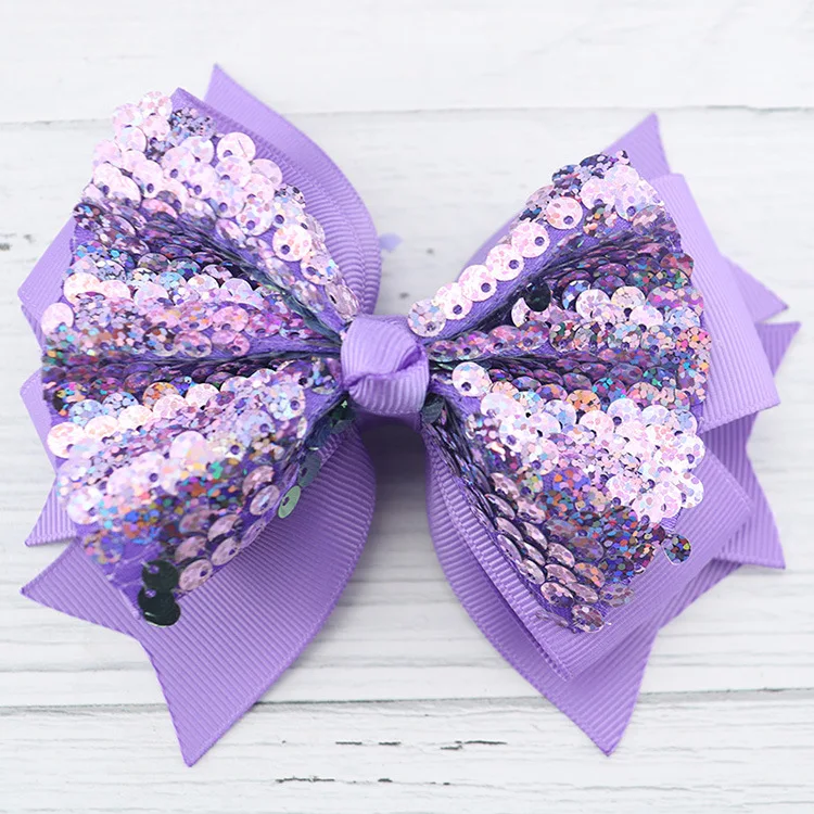 36pc/lot 5"Girls Reversible Mermaid Sequins Hair Bow Women Hair Clip DIY Pattern Flip Sequin Hairpins Children Hair Accessories