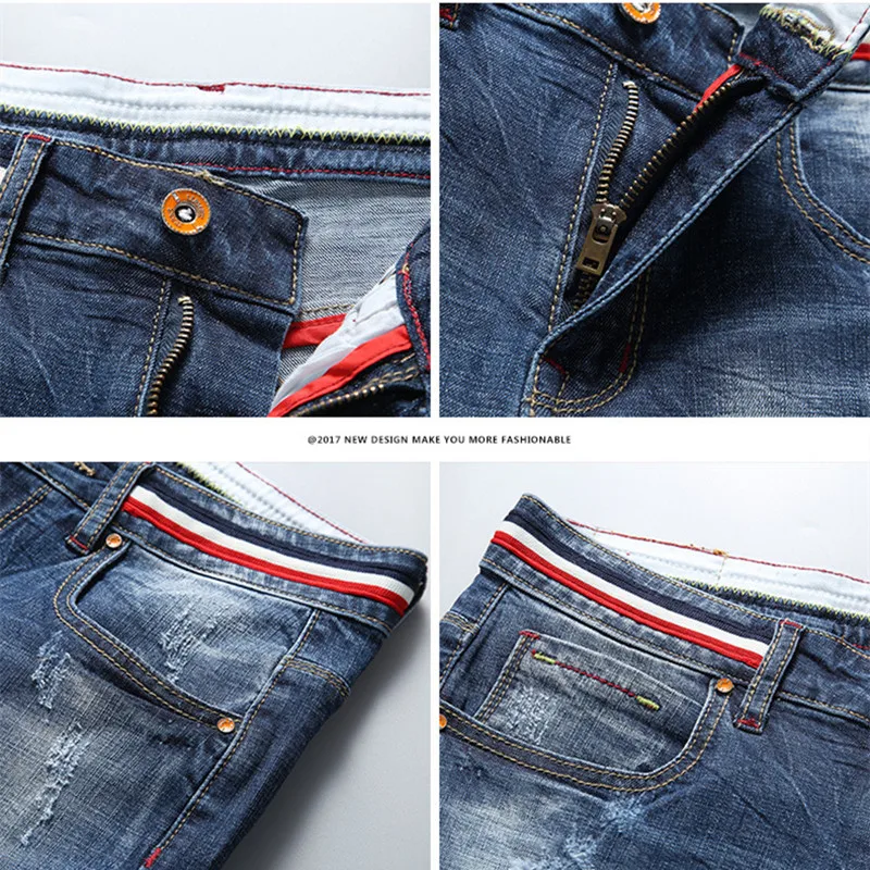 Мужские джинсовые шорты Новинка лета 2018 ковбойские Прямые повседневные синие
