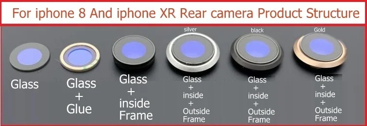 New Rear Camera lens For iphone 4 4s 5 5s se 6 7 8 x xr xsmax plus Back camera glass with 3M Glue Sticker replacement parts