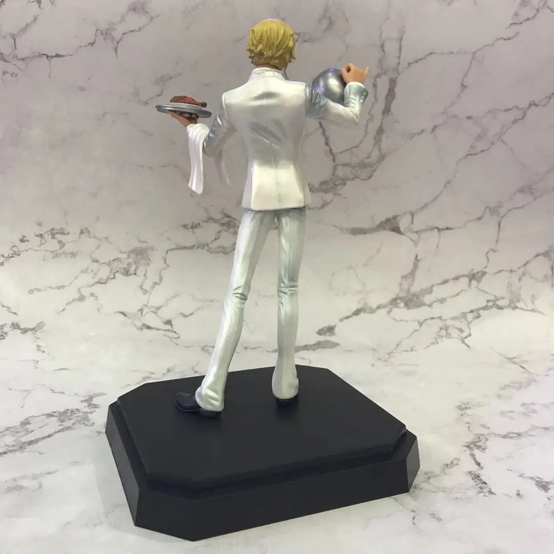 

Anime One Piece Sanji Chef Cooker Black / White Suit PVC Figure Collectible Model Toys