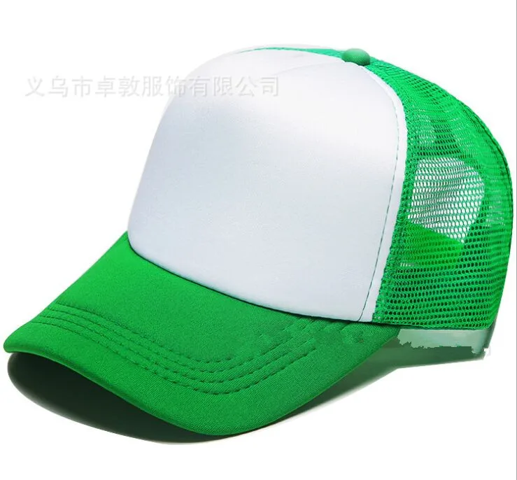 Green and white 500 шт./лот, заказной логотип, Кепка водителя грузовика, для взрослых, полиэстер, печатные шапки с логотипом, бейсболки Gorros - Цвет: Green and white