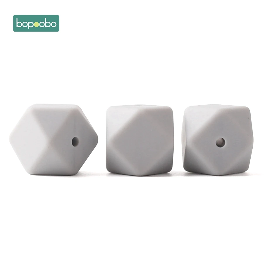 Light Gray Bopoobo 17 мм силиконовые бусины для кормления аксессуары 10 шт. красочные силиконовые шестигранные бусины Монтессори игрушки Детские принадлежности для кормления - Цвет: Light Gray
