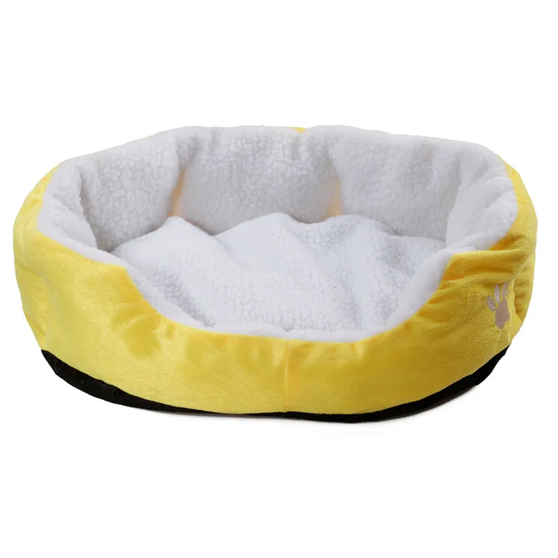 Yellow Милая мягкая плюшевая кровать для собак Kawaii Paw для маленьких собак, кровать для щенков, кошки, товары для животных, лежак для собаки котята, домашний коврик для домаших животных - Цвет: Yellow