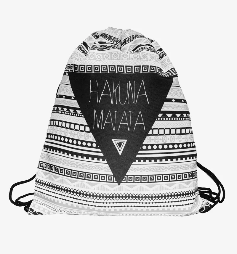 Мини-рюкзак HAKUNA MATATA с 3D принтом, женская новая сумка на шнурке, дорожная сумка с геометрическим треугольником, рюкзак для женщин - Цвет: bpa28088