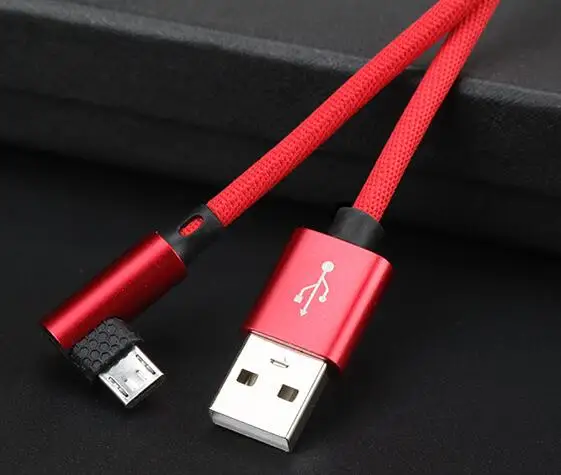 Red 1 м 2.0A 90 градусов L изгиб локоть кабель для передачи данных Micro usb type C кабель для зарядки iPh кабель для зарядки мобильного телефона кабель для зарядки - Цвет: Red