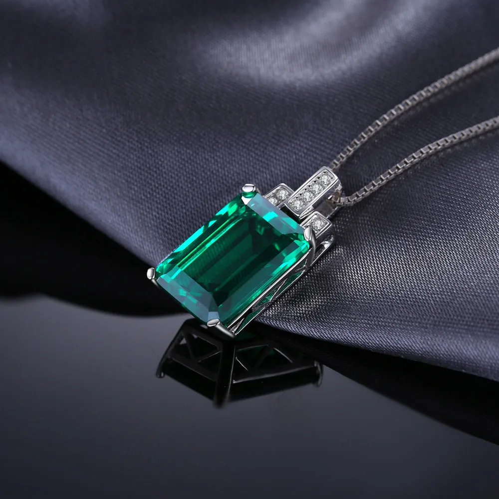Jpalace 6ct искусственное нано изумрудное ожерелье с подвеской 925 драгоценные камни