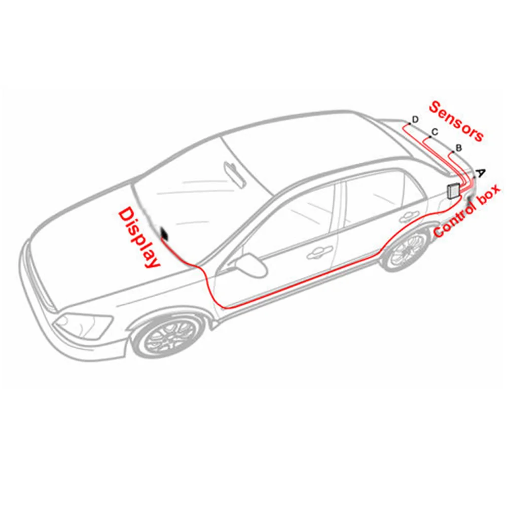 Парктроник 13 мм плоский 4 датчика с детектором радара заднего хода регулируемым