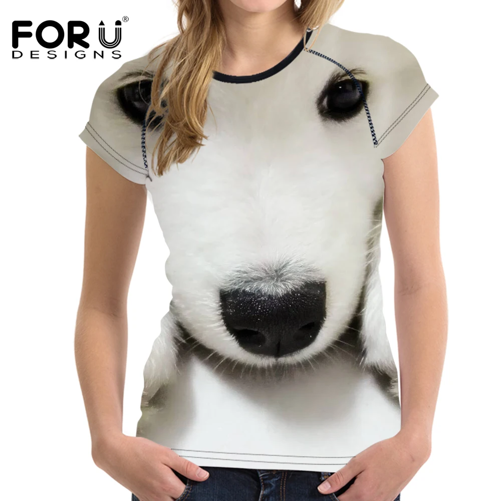 FORUDESIGNS/Милая женская футболка с 3D изображением собаки Samoyed летние повседневные