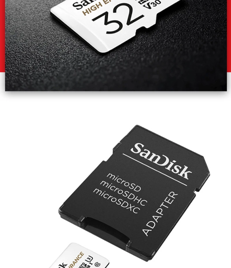 Карта памяти SanDisk microSD высокой выдержки 32 Гб U1 до 100 МБ/с./с 32 Гб 64 Гб 128 Гб Видео высокая скорость класс 10 U3 V30 Full HD 4K