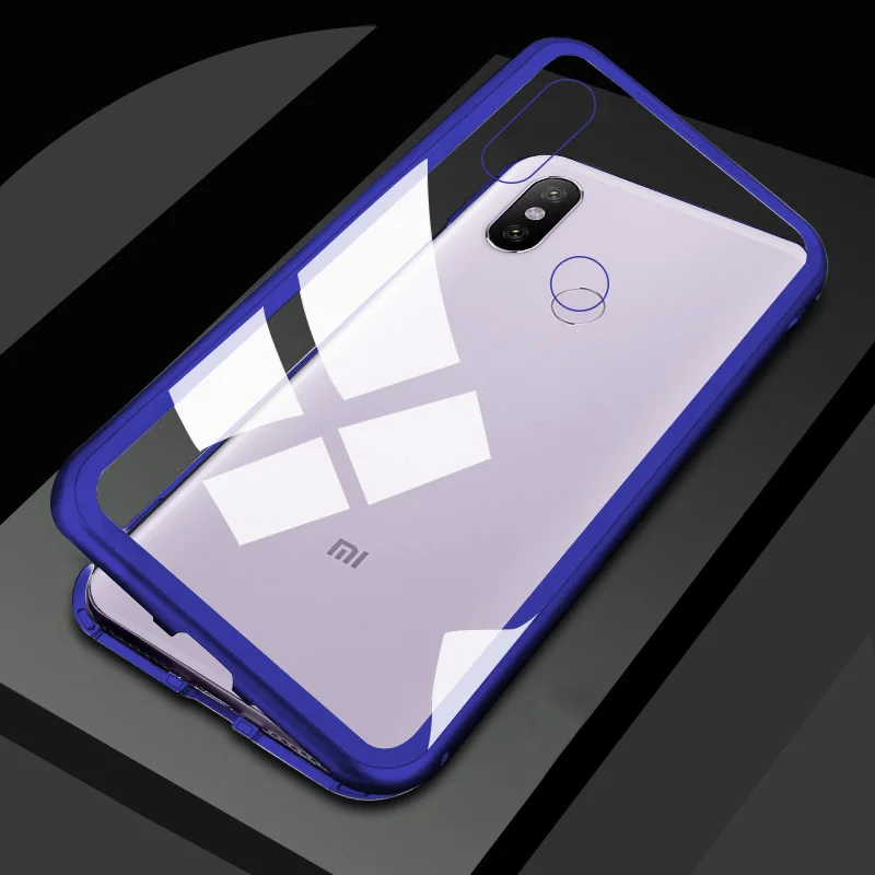 Магнитная Адсорбция металлический чехол для VIVO V15 S1 V15 Pro закаленное стекло задней магнит чехол, Fundas - Цвет: Тёмно-синий