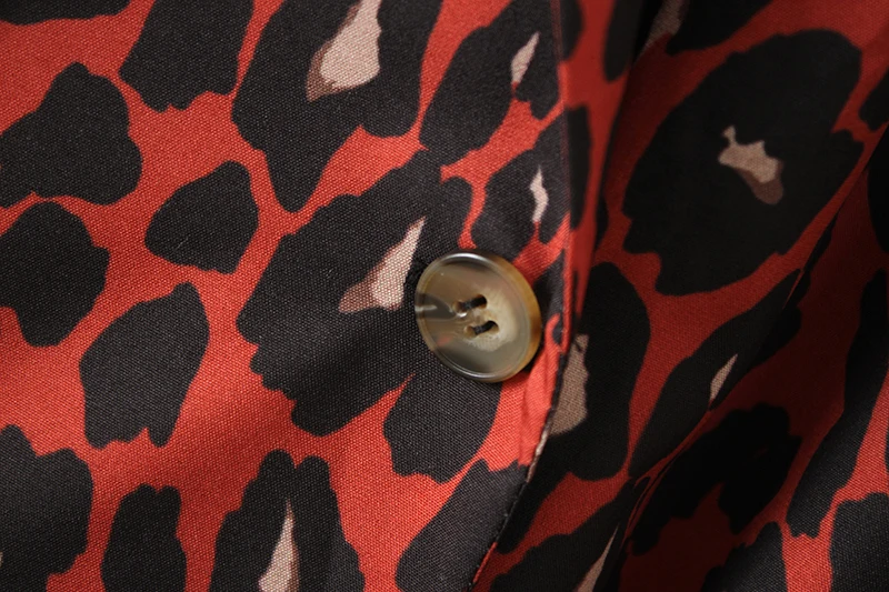 Новое Женское модное леопардовое двубортное повседневное Деловое платье с