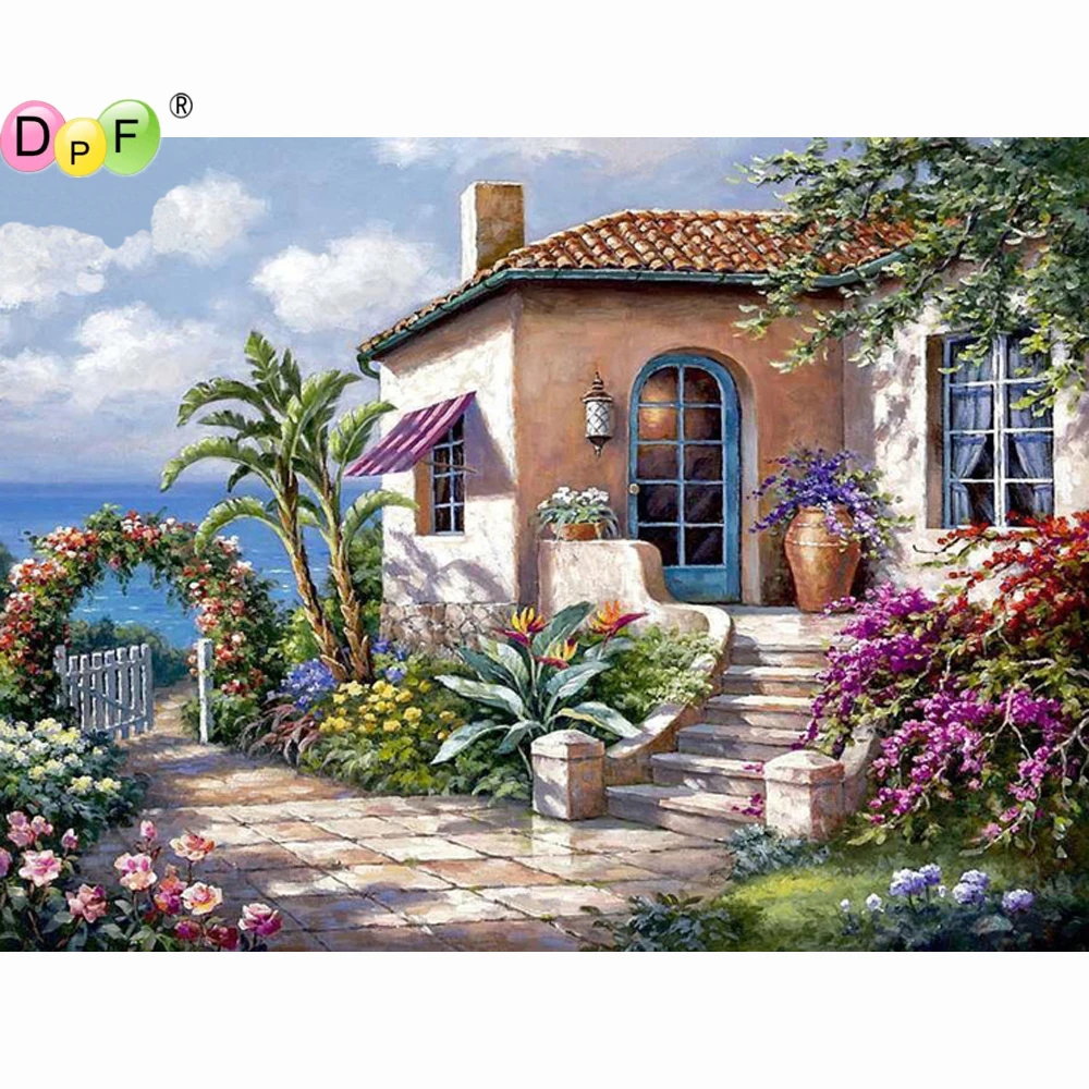 DPF алмазная живопись вышивка крестиком Садовый дом сделай сам полноразмерная