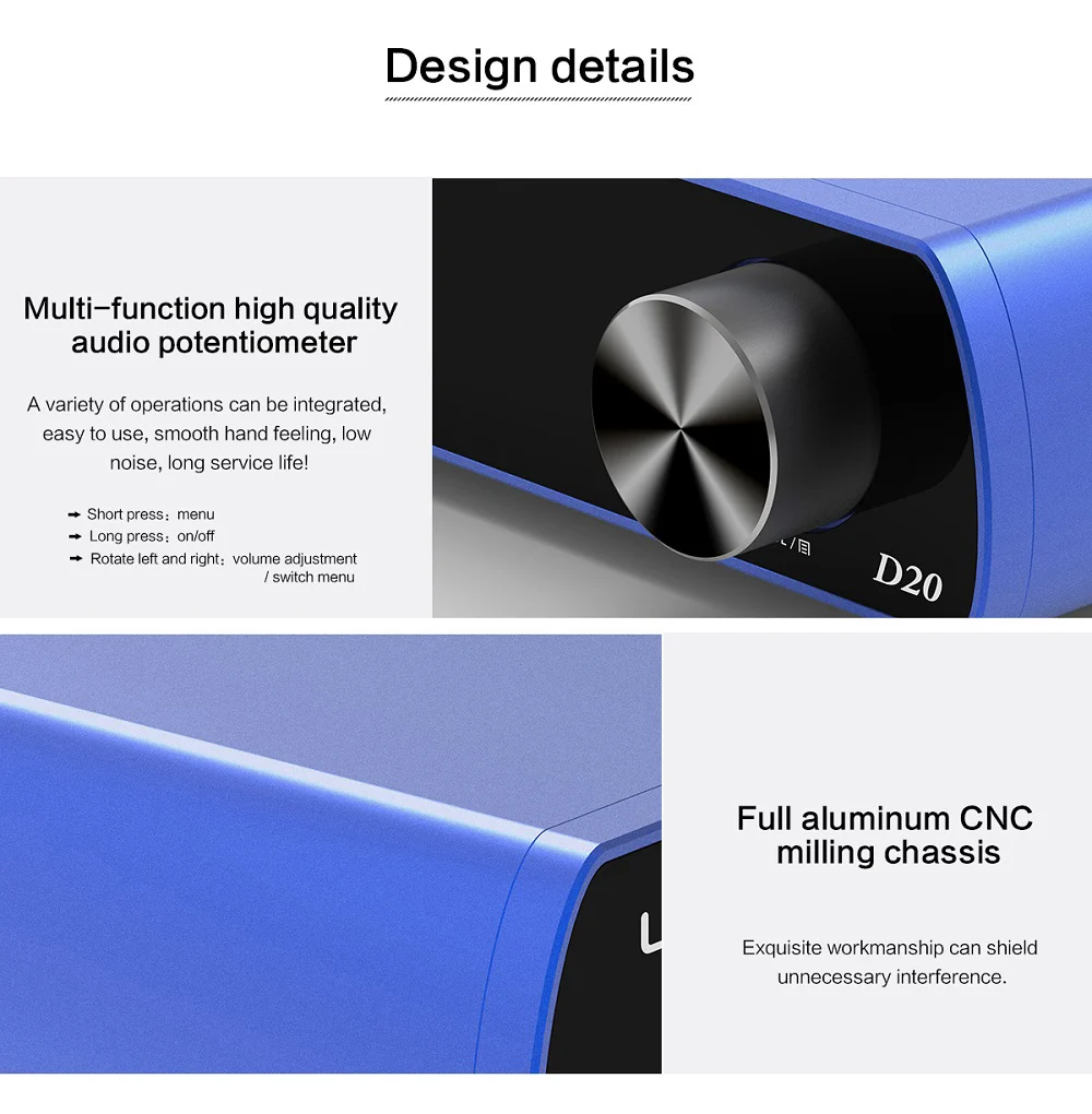 LOXJIE D20 Audio DAC Desktop Digital to Analog Converter& Headphone Amp Chip AK4497 Support 32bit/768kHz DSD512 OLED Display